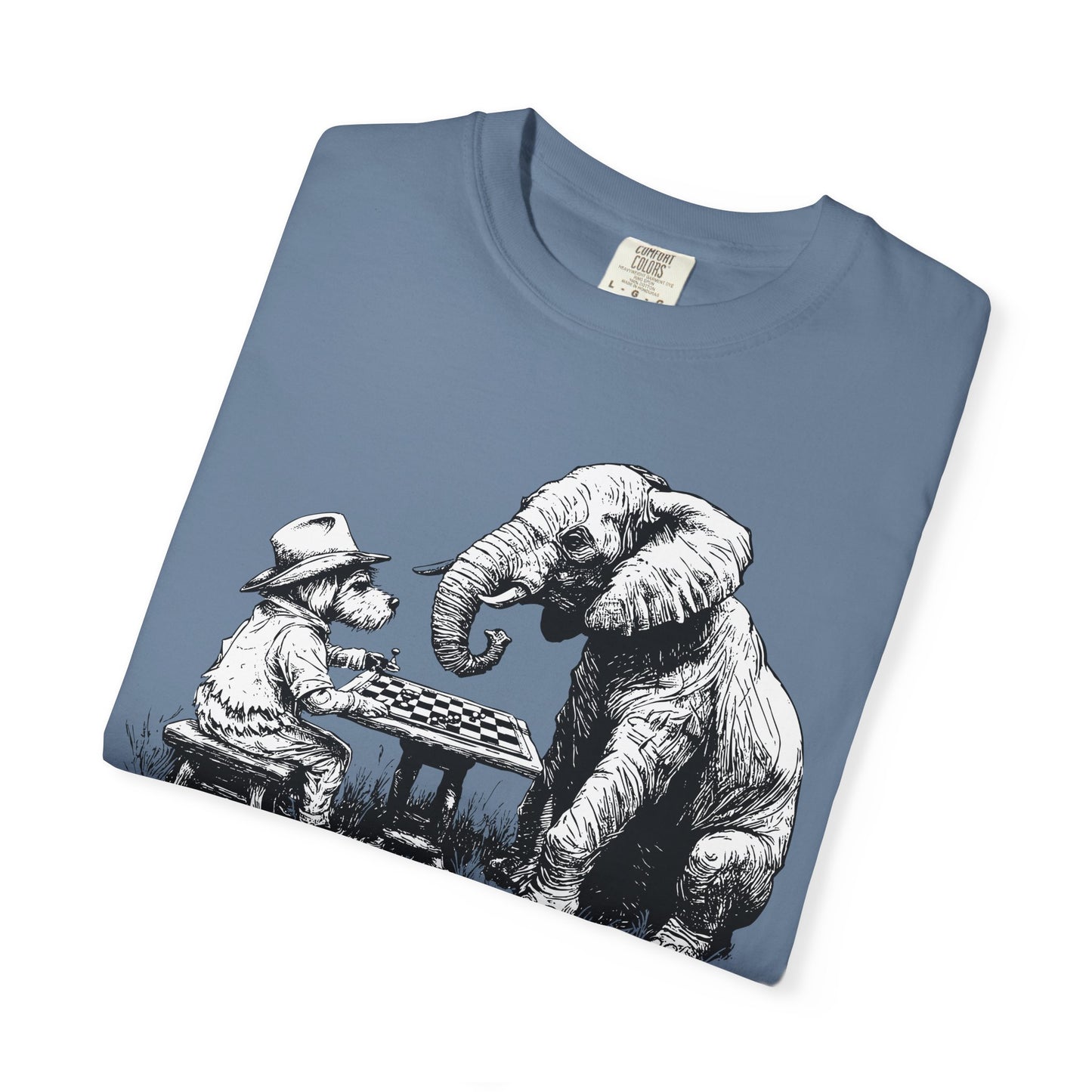 Chess Playing Dog and Elephant Unisex Garment-Dyed T-shirt