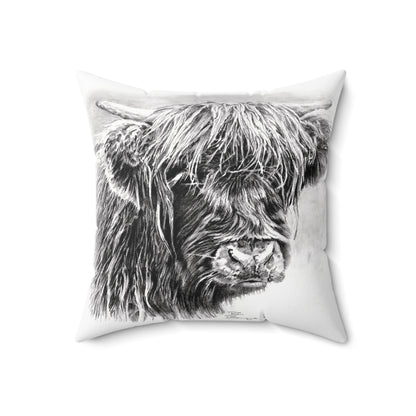 Scottish Highland Cow Black Pillow