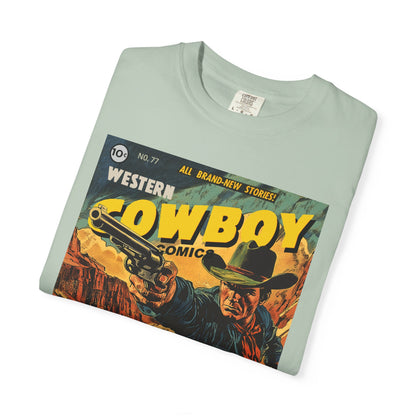Western Comic Book T-Shirt - The Trail of Doom Unisex Garment-Dyed