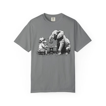 Chess Playing Dog and Elephant Unisex Garment-Dyed T-shirt