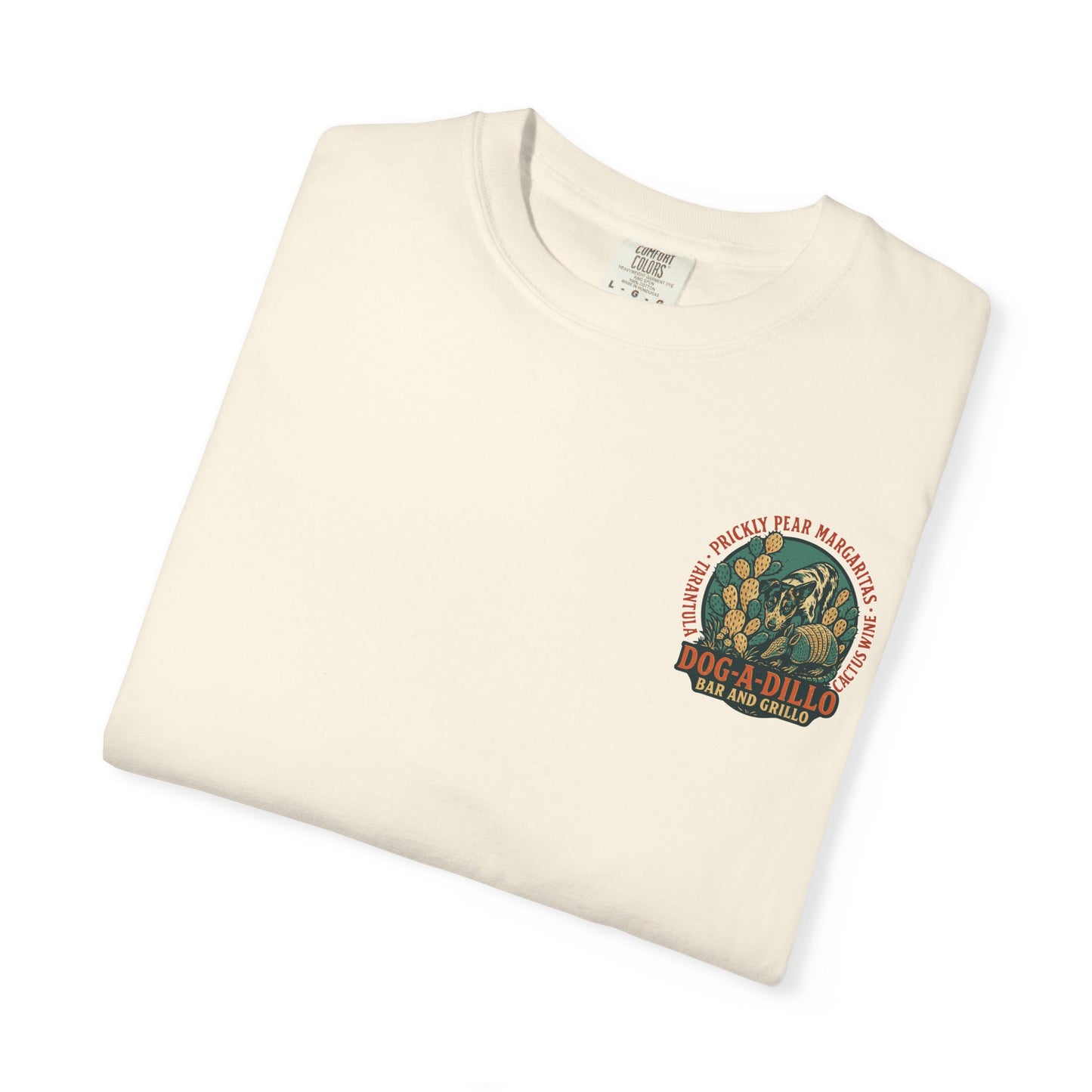 Dog-A-Dillo Armadillo Bar and Grillo T-Shirt, front and back