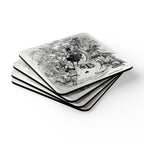 Rodeo Collage Corkwood Coaster Set — Two Cow Dogs Western Rodeo Art