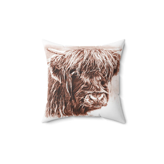 Scottish Highland Cow Brown Pillow