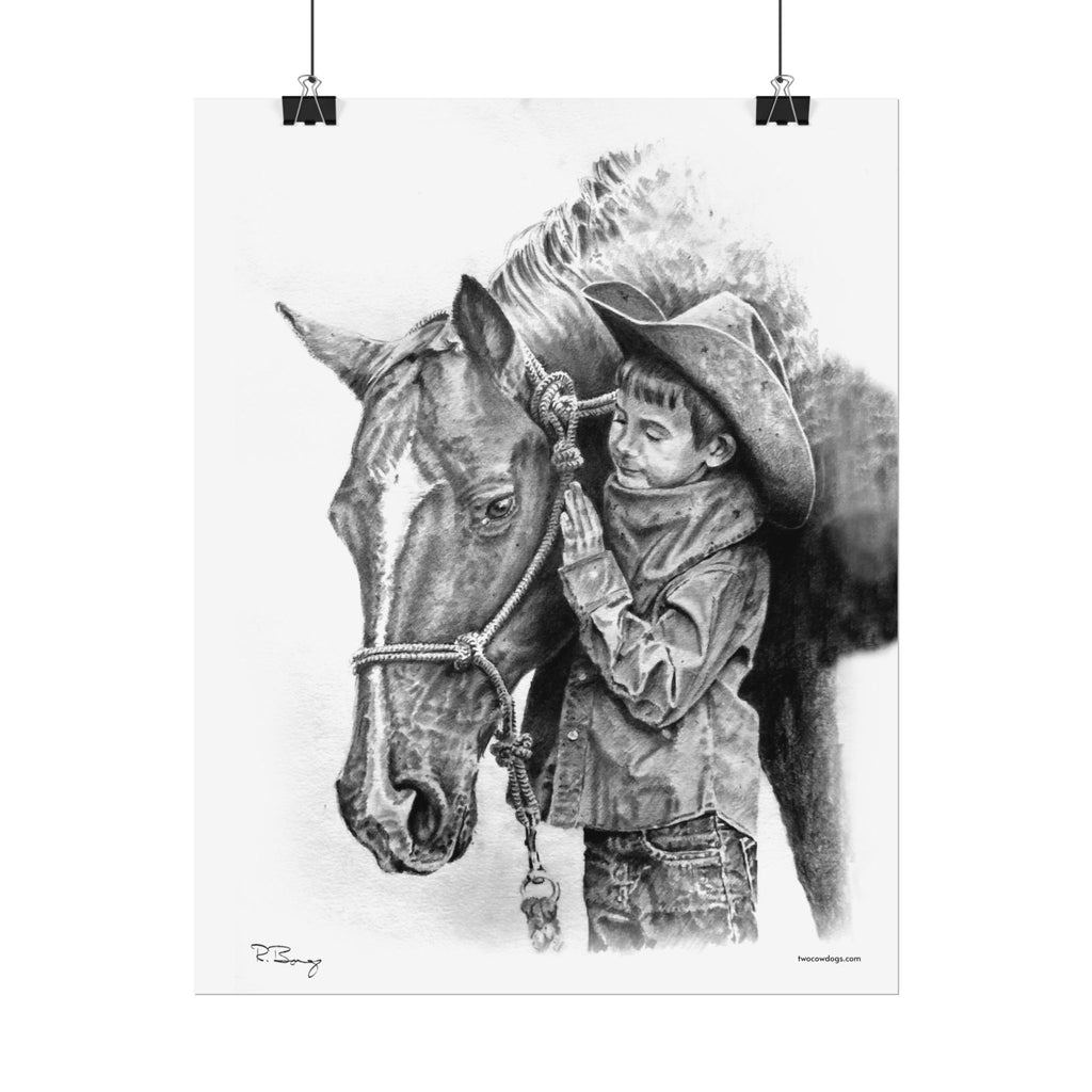 Little Cowhand & His Trusty Steed Wall Print