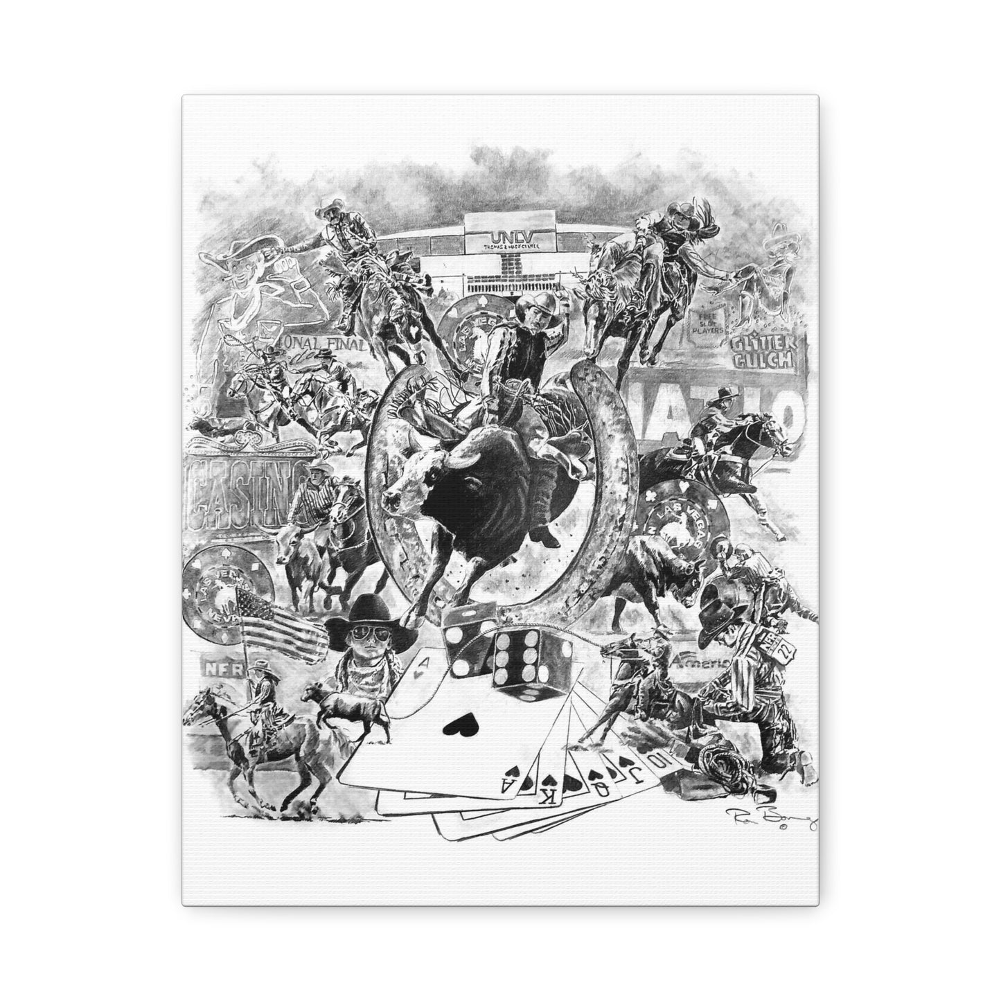 NFR National Finals Rodeo, Vegas Rodeo, Stretched Canvas