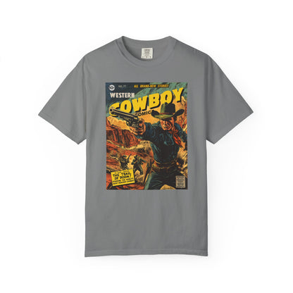 Western Comic Book T-Shirt - The Trail of Doom Unisex Garment-Dyed