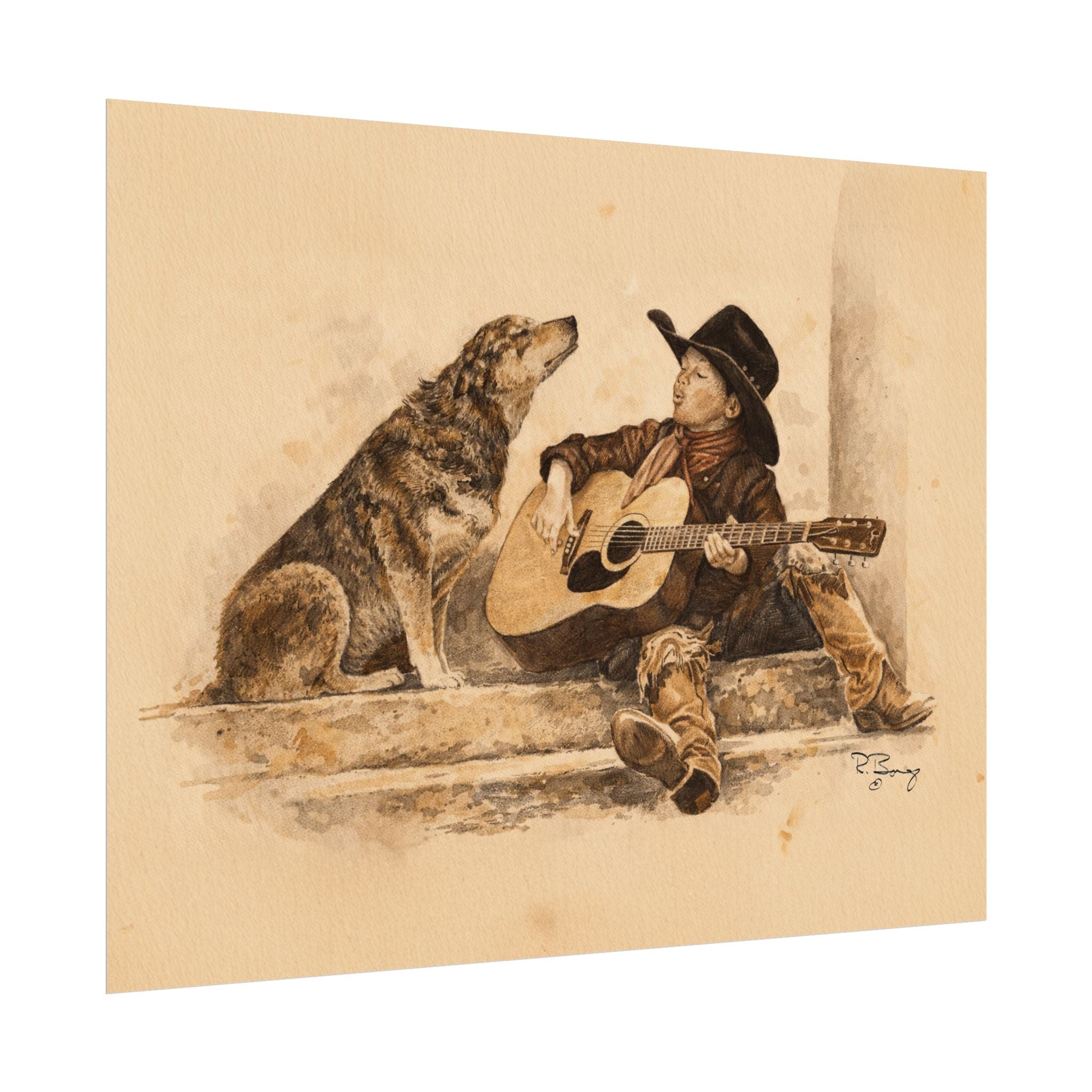 Cowboy Crooners Heeler & Little Cowboy Print