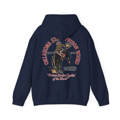 Vintage Rodeo Hoodie with 1940s Prison Rodeo Poster Design