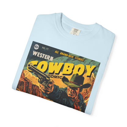 Western Comic Book T-Shirt - The Trail of Doom Unisex Garment-Dyed