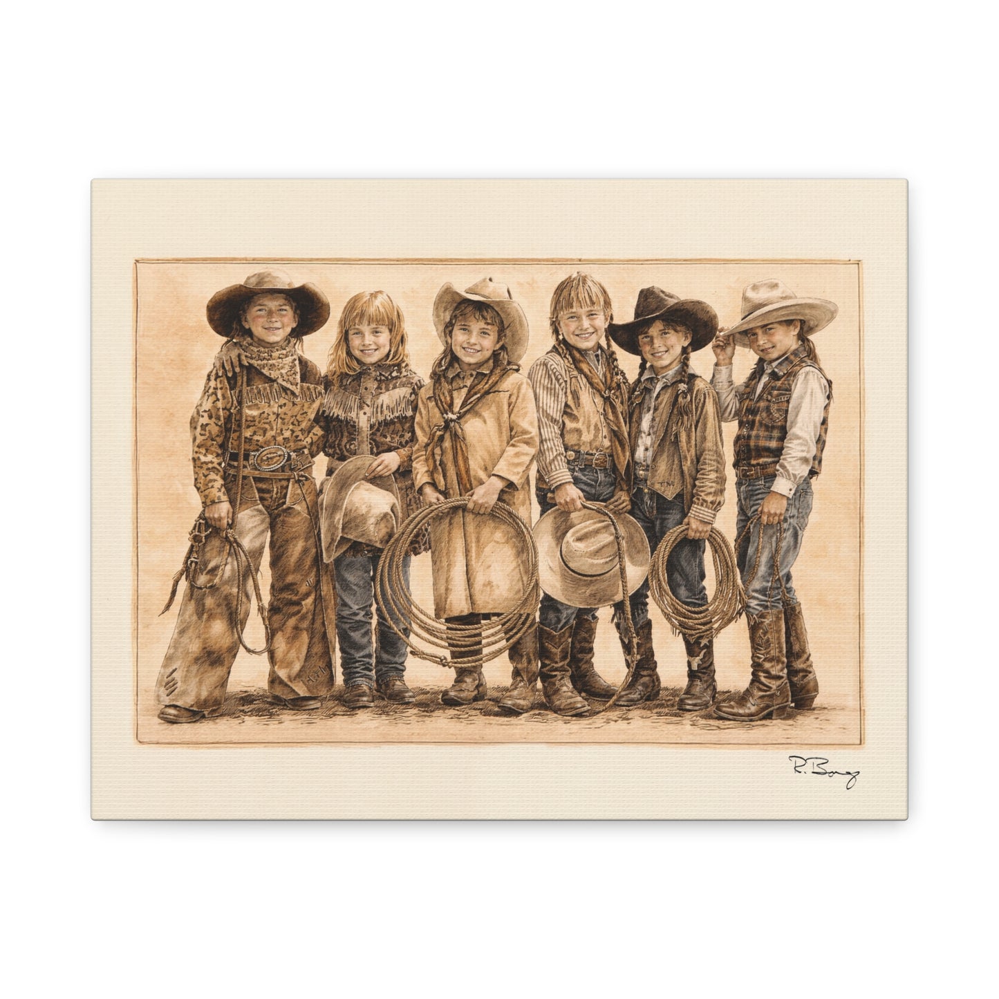 Cowgirls Stretched Canvas Print