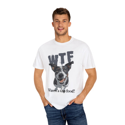 Cowdog Lover Tee with 'WTF, Where's The Food?' Funny Line