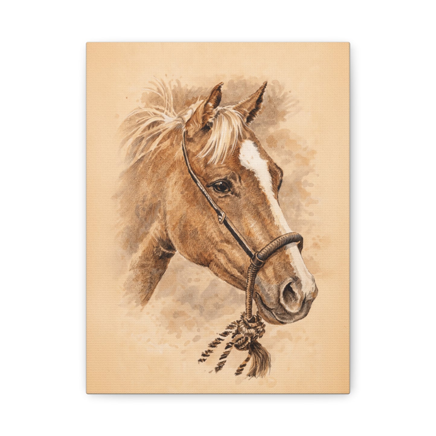Horse in Mecate Stretched Canvas Print — Traditional Horsemanship Art
