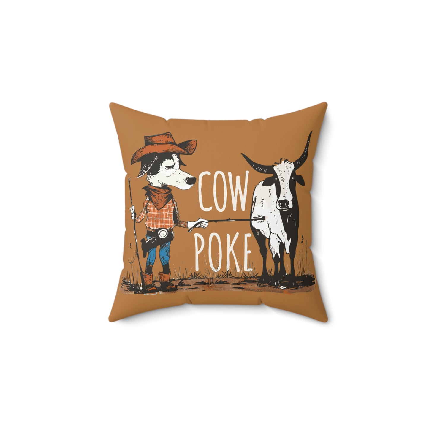 Cow Poke Pillow - Spun Polyester Square