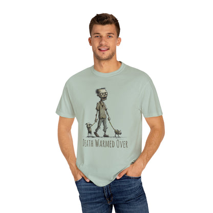 Zombie and his Dogs Unisex T-shirt, Death Warmed Over Design