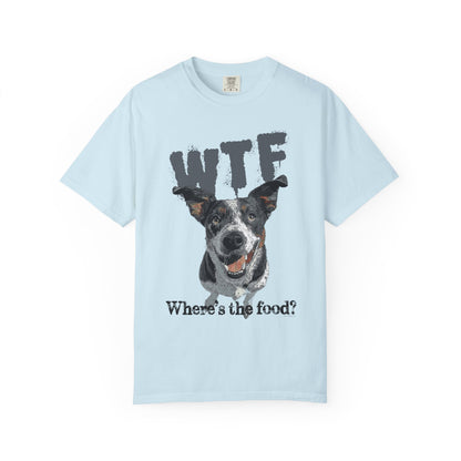 Cowdog Lover Tee with 'WTF, Where's The Food?' Funny Line