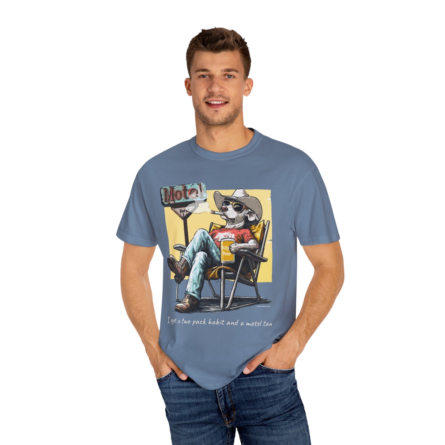 Two Pack Habit and a Motel Tan Tee Shirt