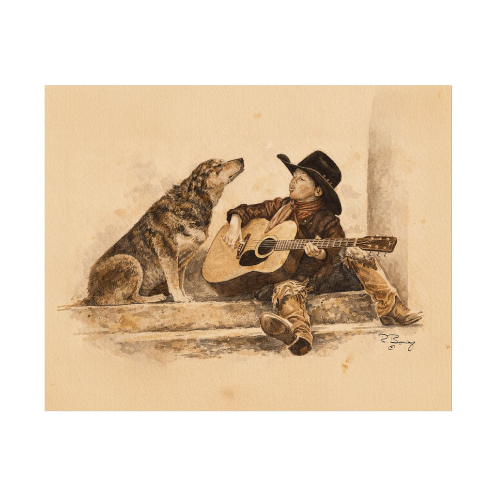 Cowboy Crooners Heeler & Little Cowboy Print