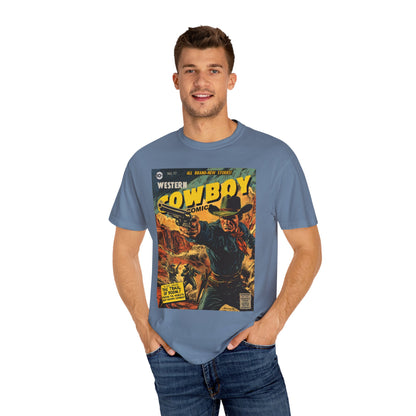 Western Comic Book T-Shirt - The Trail of Doom Unisex Garment-Dyed