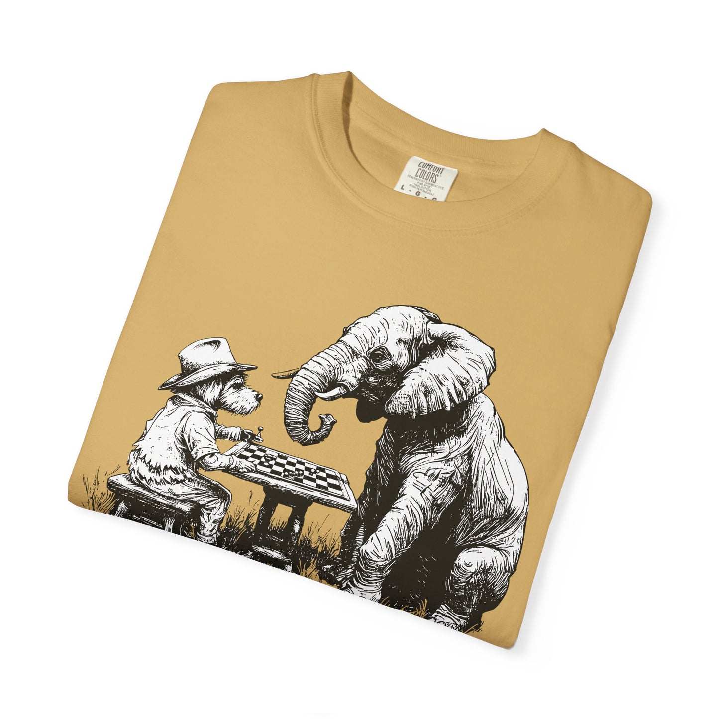 Chess Playing Dog and Elephant Unisex Garment-Dyed T-shirt