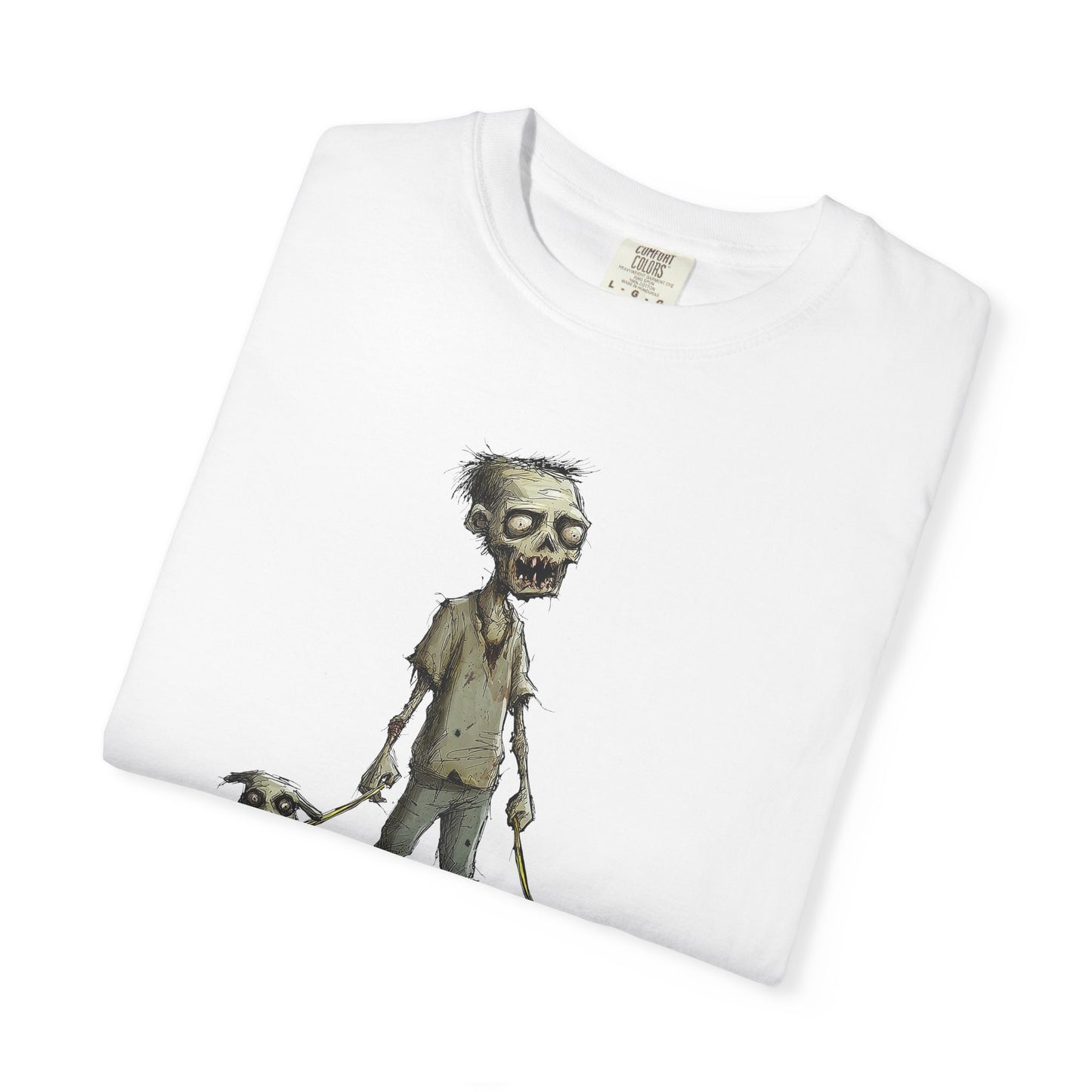 Zombie and his Dogs Unisex T-shirt, Death Warmed Over Design