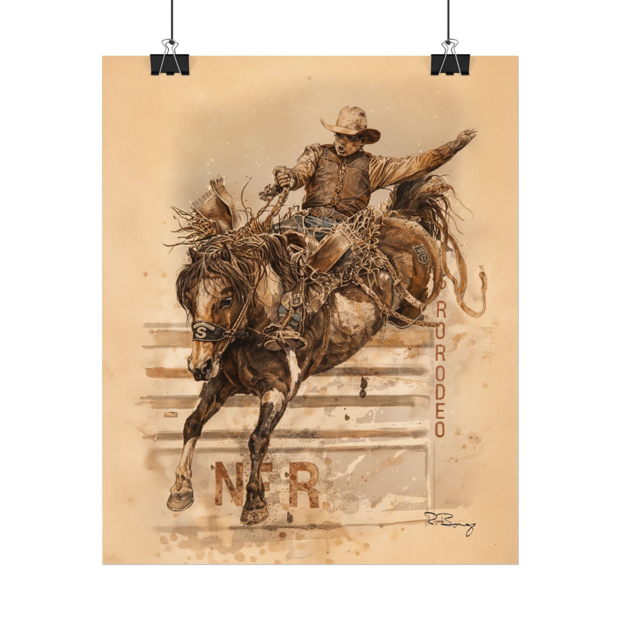 Bronc Ride Fine Art Print — Rodeo Cowboy Watercolor Print