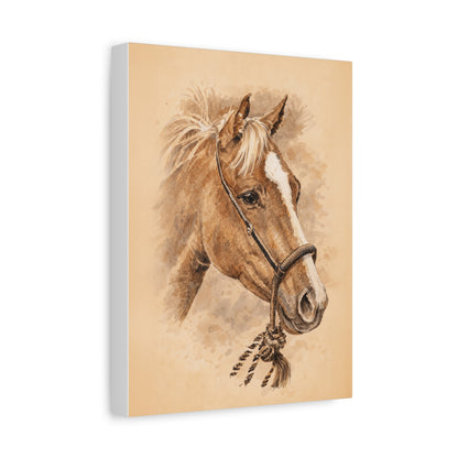 Horse in Mecate Stretched Canvas Print — Traditional Horsemanship Art