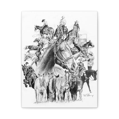 Quater Horse Collage, Custom Stretched Canvas