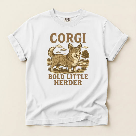 Corgi Bold Little Herder Unisex T-shirt, Cowboy Dog Tee Shirt, Ranch Life Top, Western Style Apparel, Working Dog Clothes
