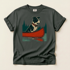 Border Collie in a Red Canoe T-Shirt — Dog Lover Canoeing Tee