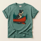 Border Collie in a Red Canoe T-Shirt — Dog Lover Canoeing Tee