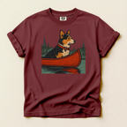 Corgi in Red Canoe T-Shirt