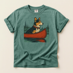 Corgi in Red Canoe T-Shirt