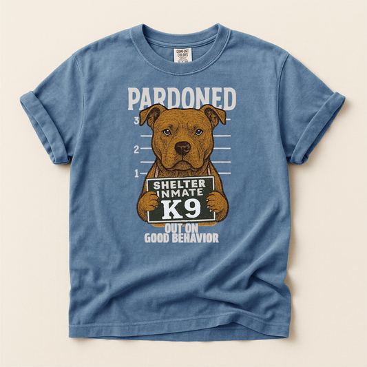 Pit Bull Mugshot TShirt - PARDONED OUT ON GOOD BEHAVIOR