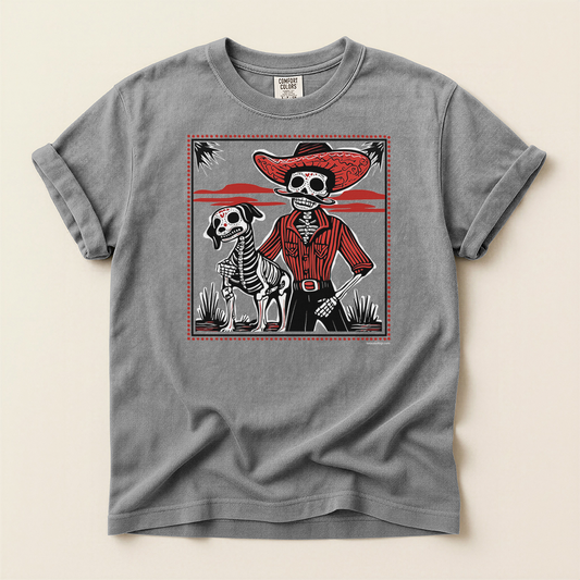 Ride or Die – Skeleton Cowboy & Cowdog TShirt