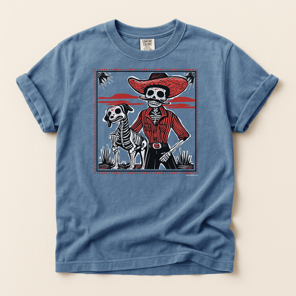 Ride or Die – Skeleton Cowboy & Cowdog TShirt