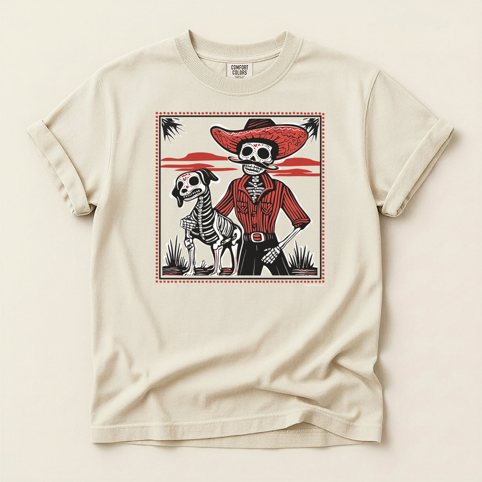 Ride or Die – Skeleton Cowboy & Cowdog TShirt