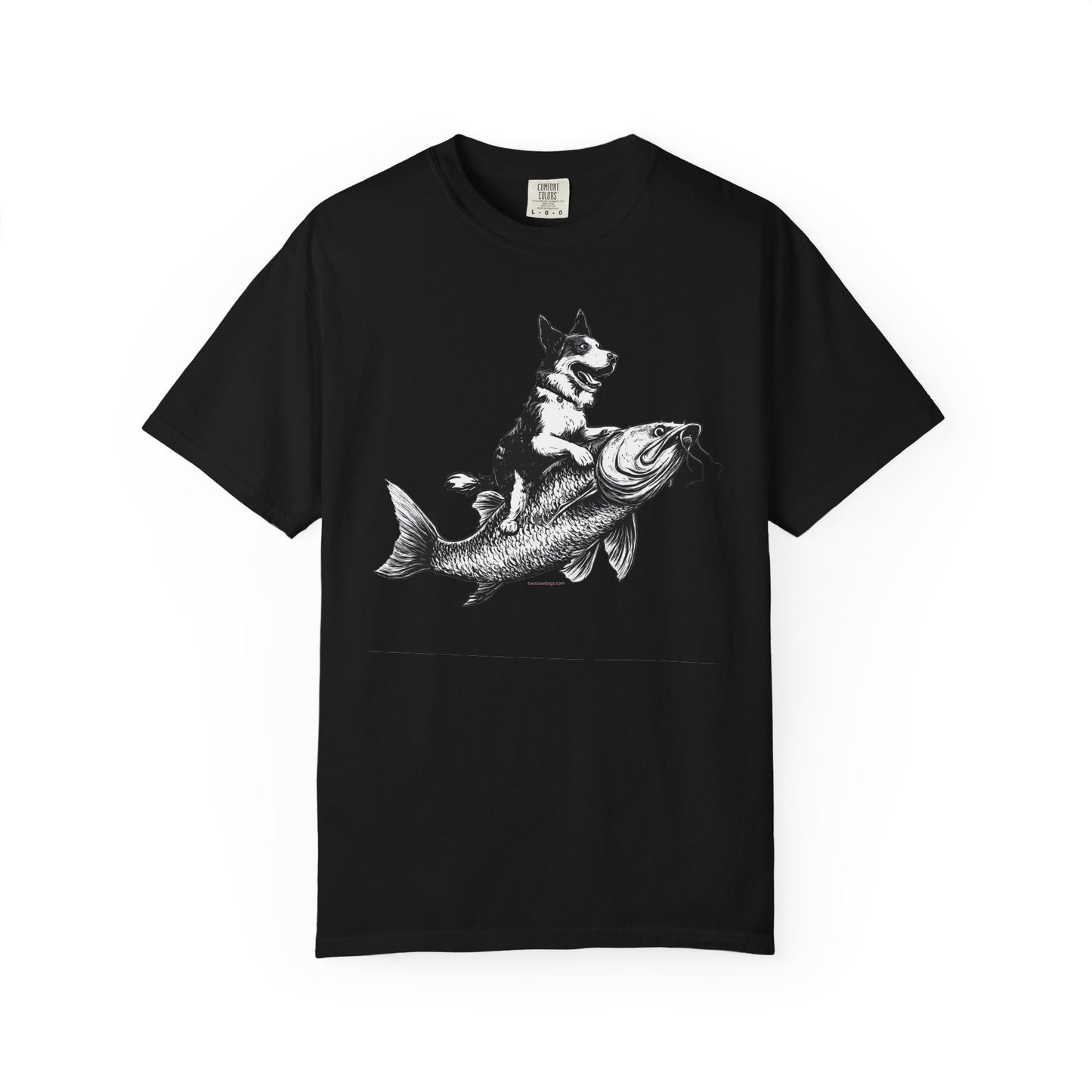 Dog Riding Fish T-shirt - Fun Animal Graphic Tee