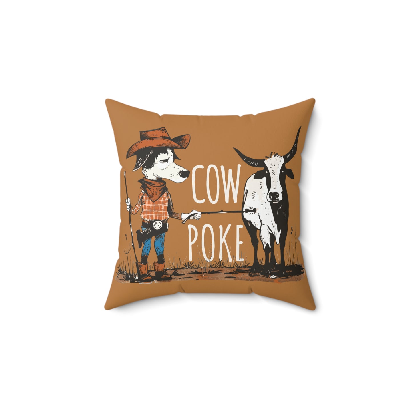 Cow Poke Pillow - Spun Polyester Square