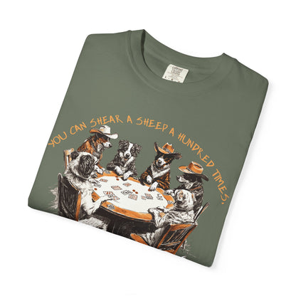 T-shirt with Poker Player Amarillo Slim Quote and Dogs Playing Cards Design