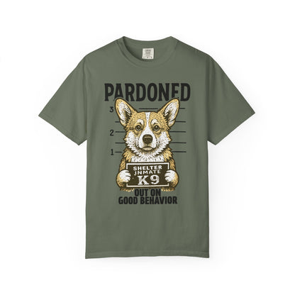 Corgi Mugshot TShirt - PARDONED OUT ON GOOD BEHAVIOR