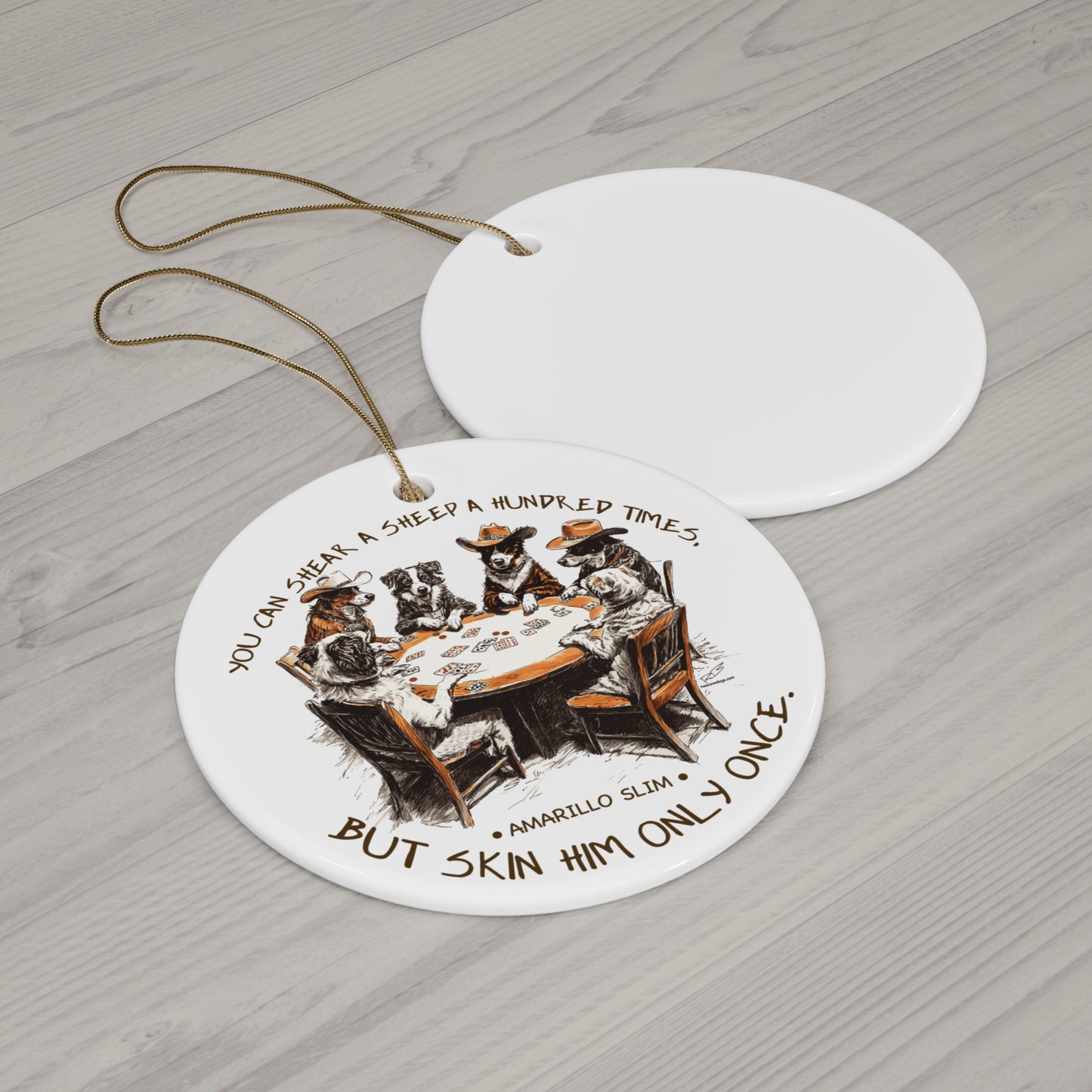 Amarillo Slim Quote with Poker Dogs Ornament