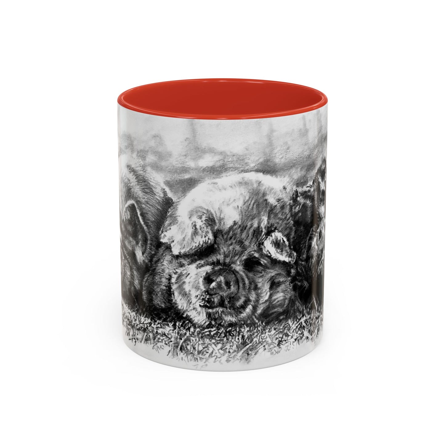 Cozy Trio Pigs Coffee Mug — Hand-Drawn Barnyard Portrait (11/15oz)