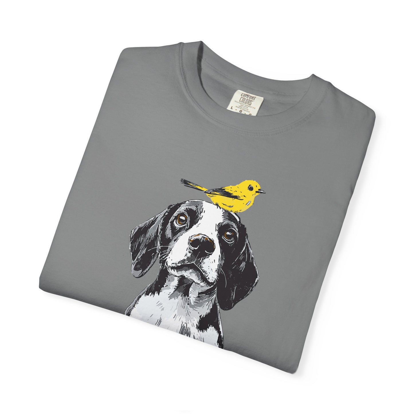 Beagle and Yellow Bird Unisex T-shirt - Extra Soft Fabric