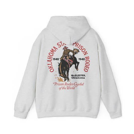 Vintage Rodeo Hoodie with 1940s Prison Rodeo Poster Design