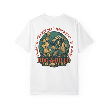 Dog-A-Dillo Armadillo Bar and Grillo T-Shirt, front and back