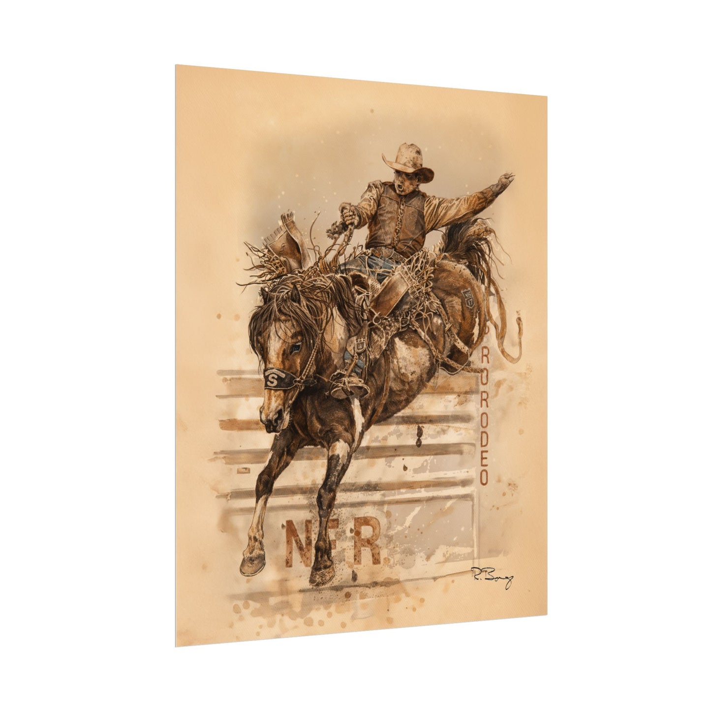 Bronc Ride Fine Art Print — Rodeo Cowboy Watercolor Print