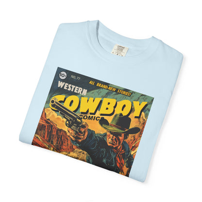 Western Comic Book T-Shirt - The Trail of Doom Unisex Garment-Dyed
