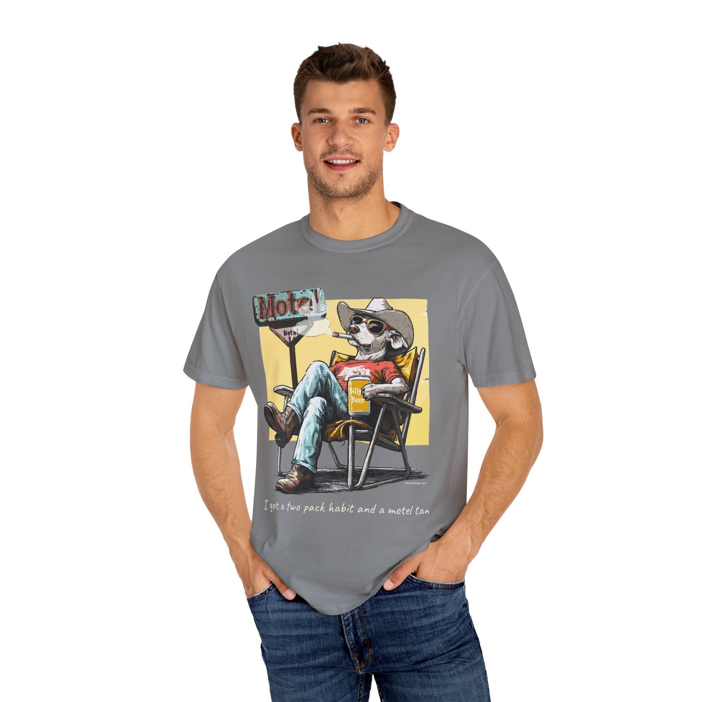 Two Pack Habit and a Motel Tan Tee Shirt