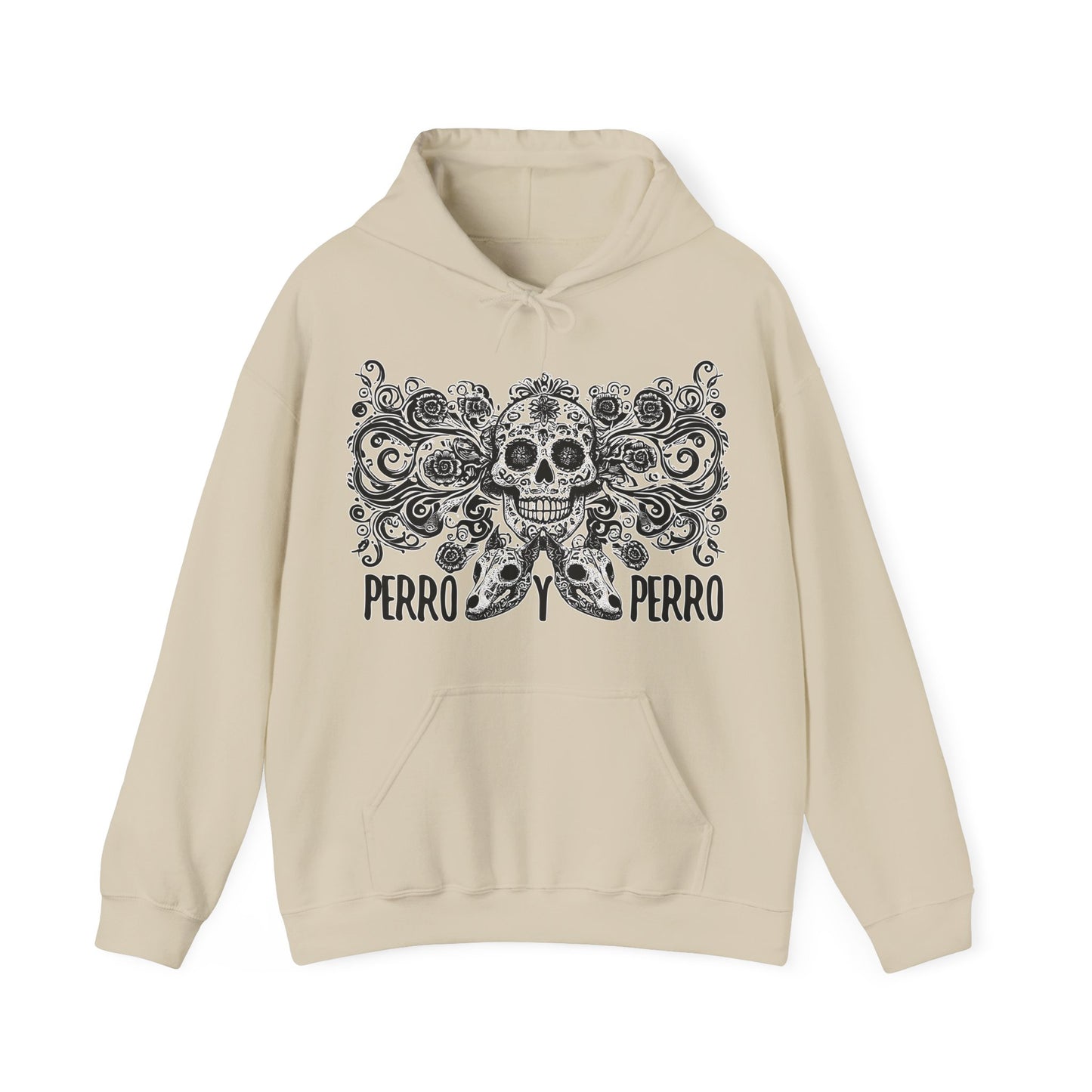 Perro y Perro Calavera Hoodie — Sugar Skull Dog Graphic Hoodie