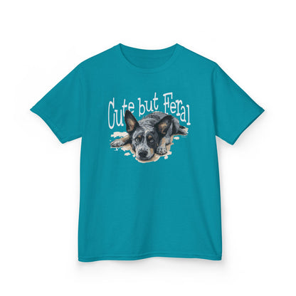 Kid's-Cute but Feral, Dog Heeler T-shirt